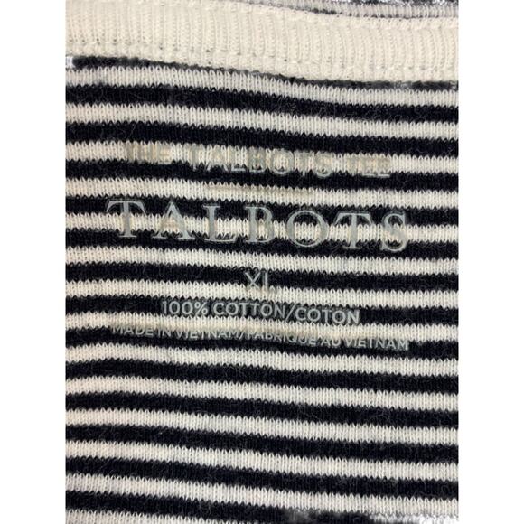 XL Talbots Tee Womens Navy Blue White Striped V-Neck Tshirt - Picture 6 of 6